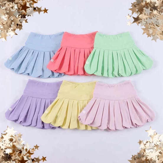 #00401 Pastel Scallop Pleated Skorts