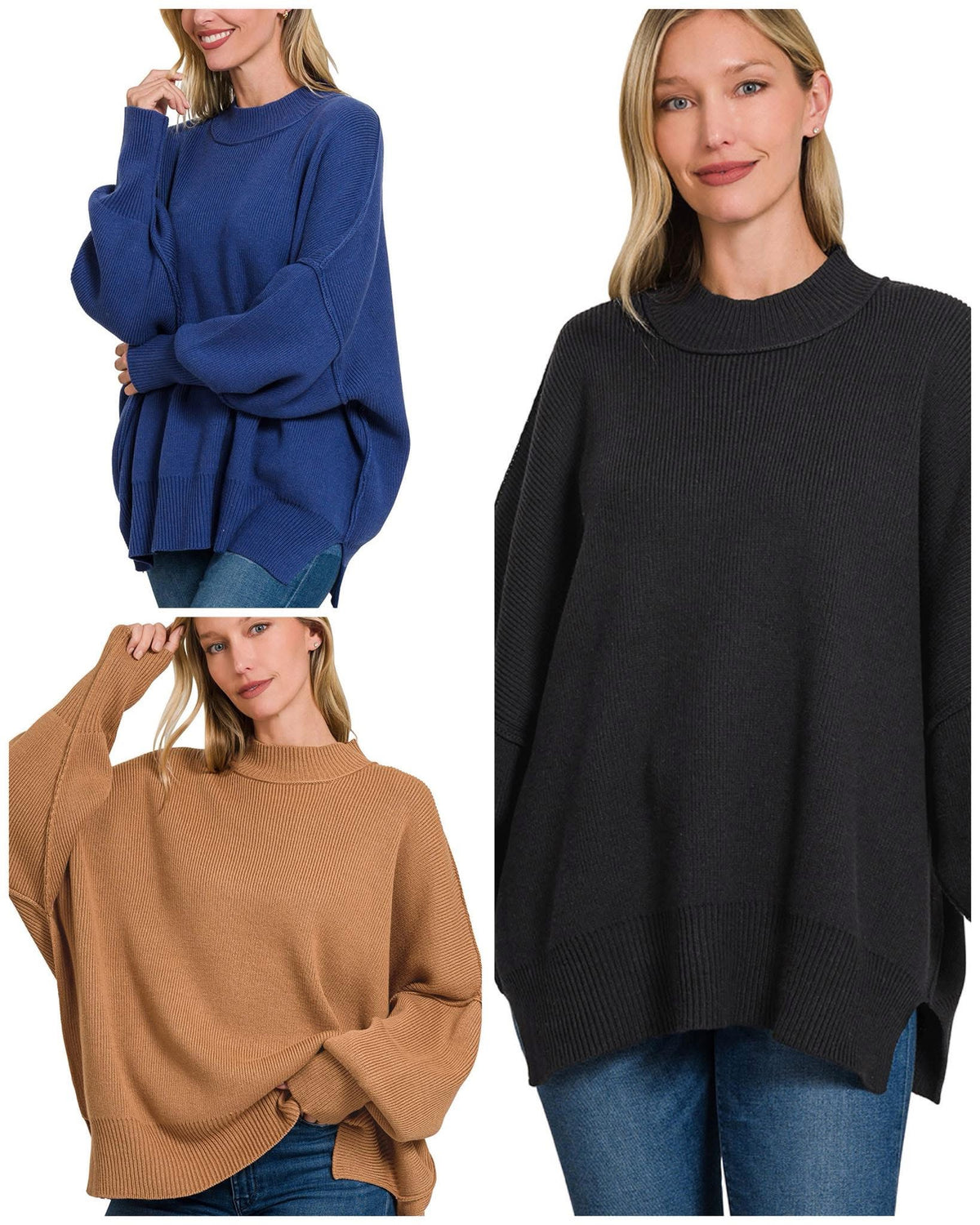 #00797 Zenana dayz deal 2: Mock neck oversized sweaters