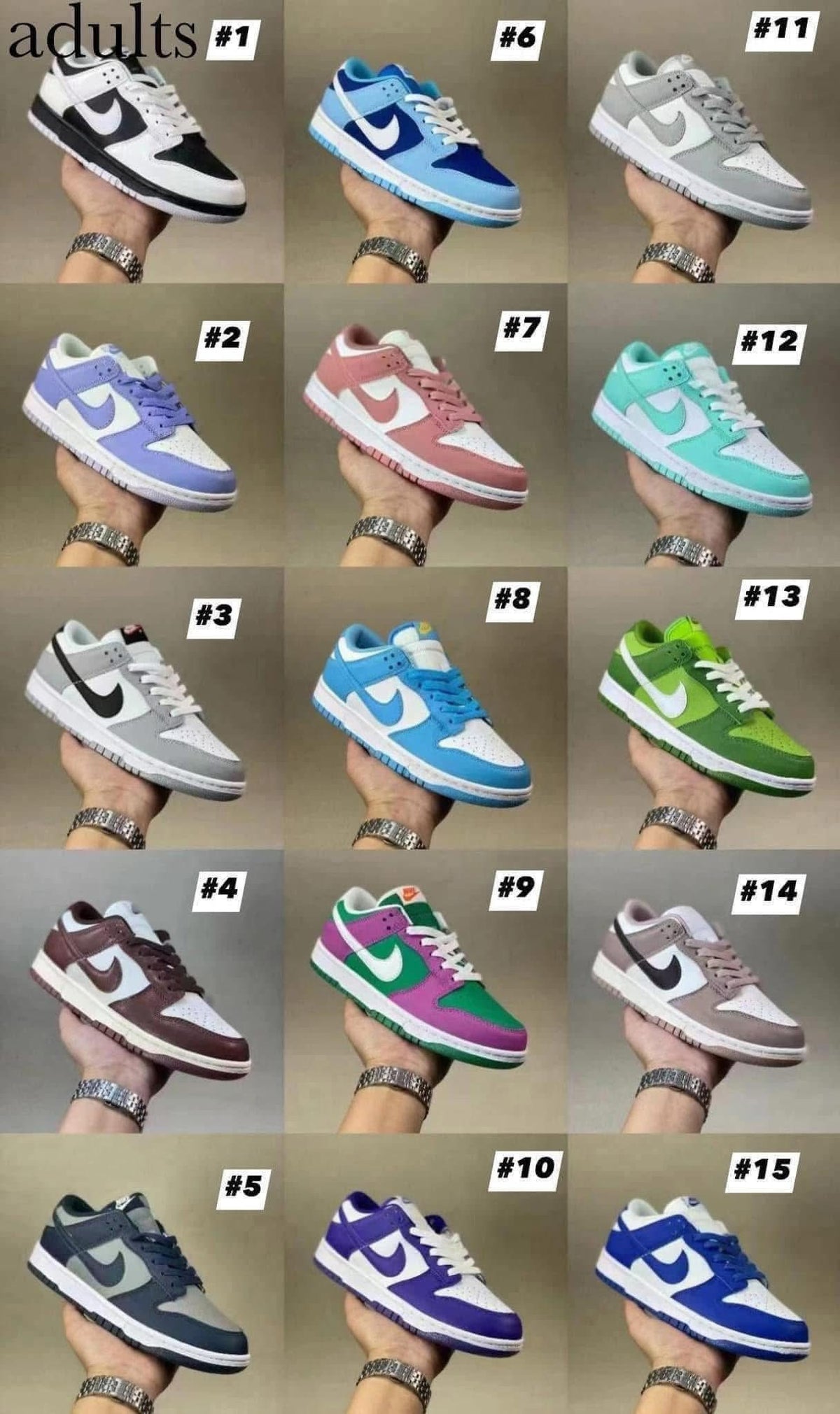 #00528 Adult Dunks R1 2025 - Colors #1-10
