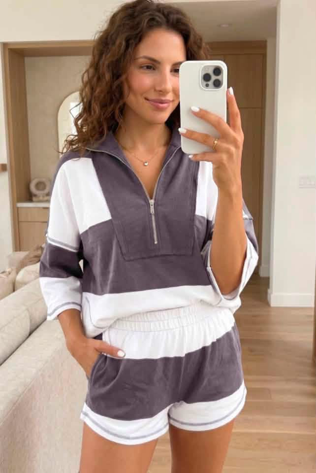 #01074 SS&D Coffee Stripes Set