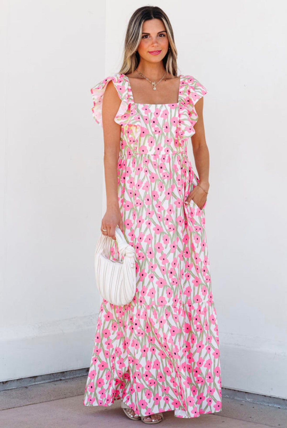 #00864 Flower fields maxi