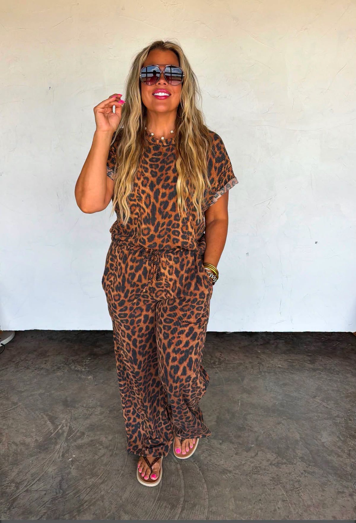 #01097 Kelsey cheetah pants set by Blakeley
