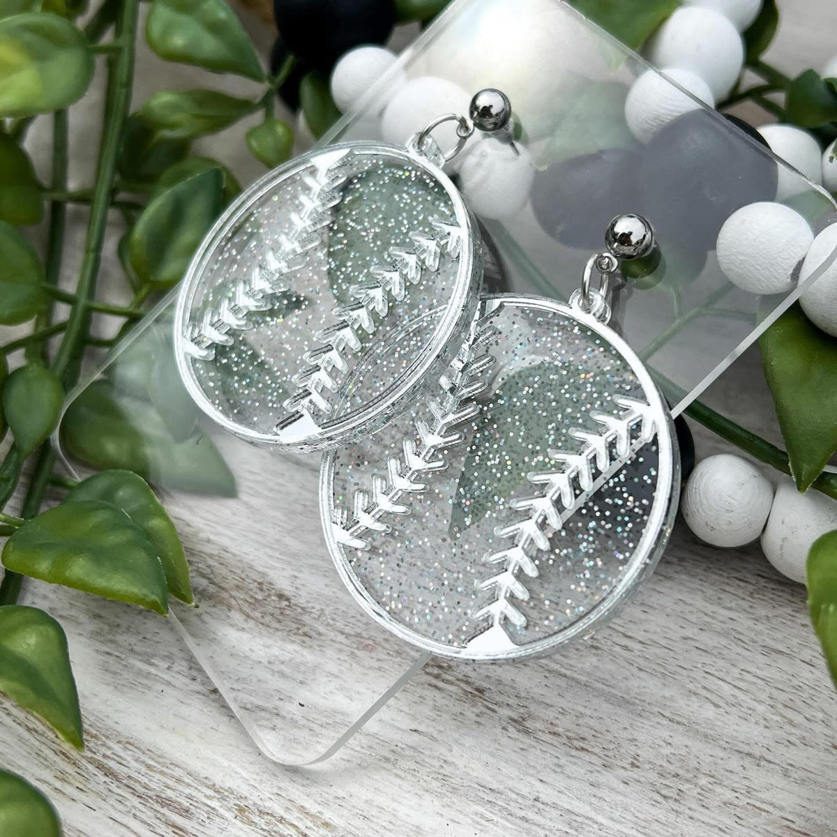 #00898 baseball acrylic earrings