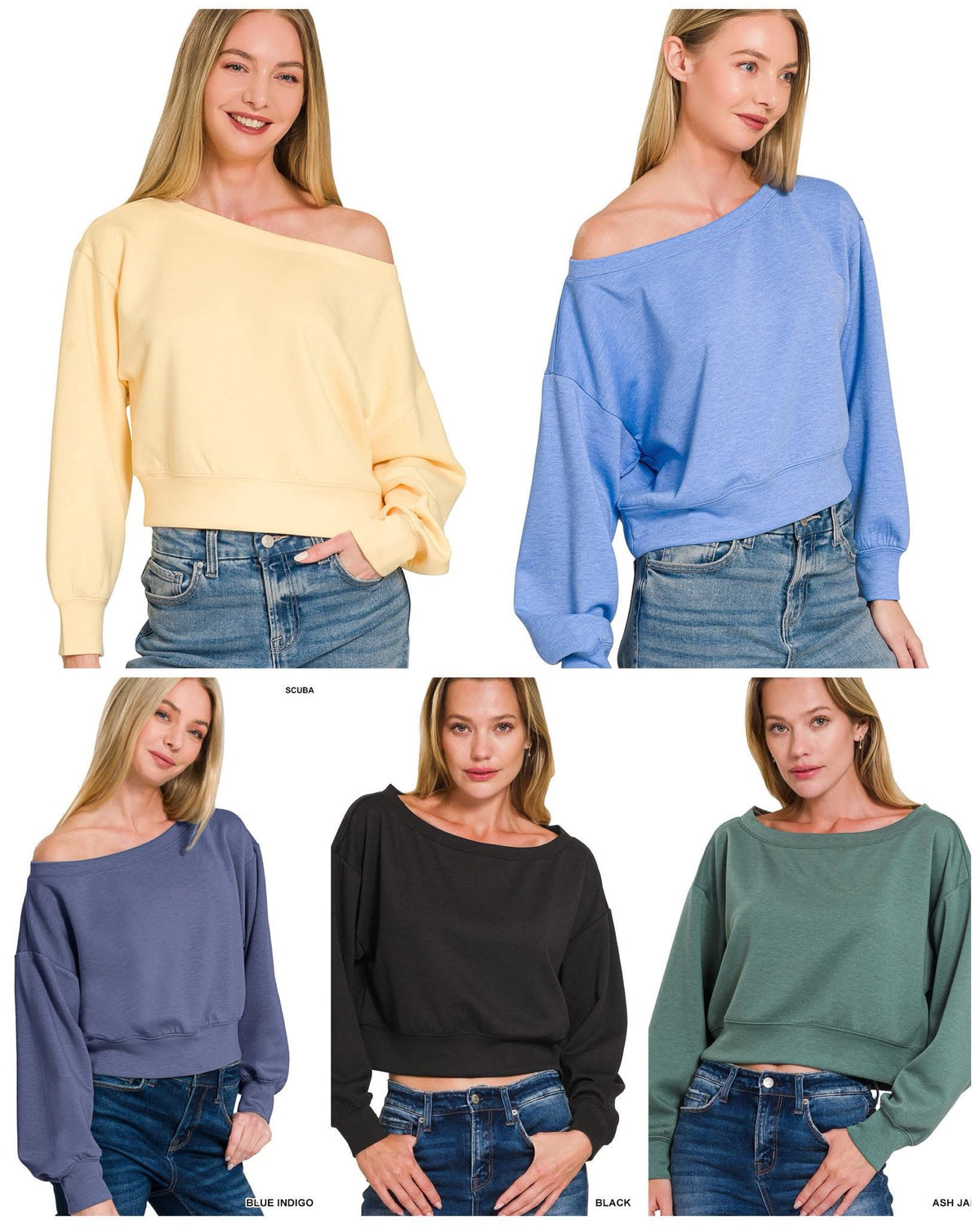 #01054 Boat neck scuba sweatshirts