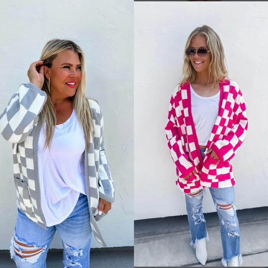 Beverly Checkered Cardigan