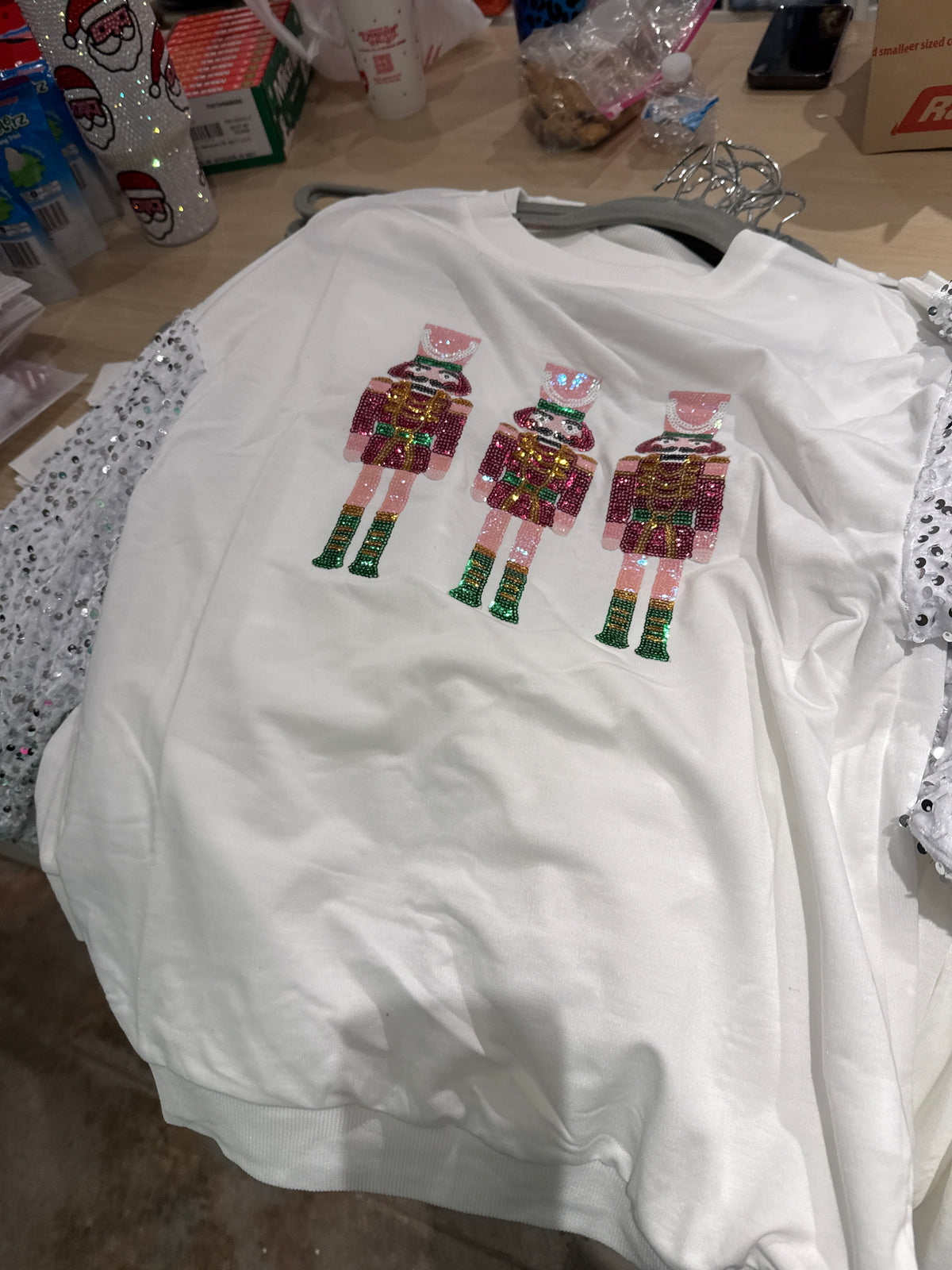 White sequin nutcracker