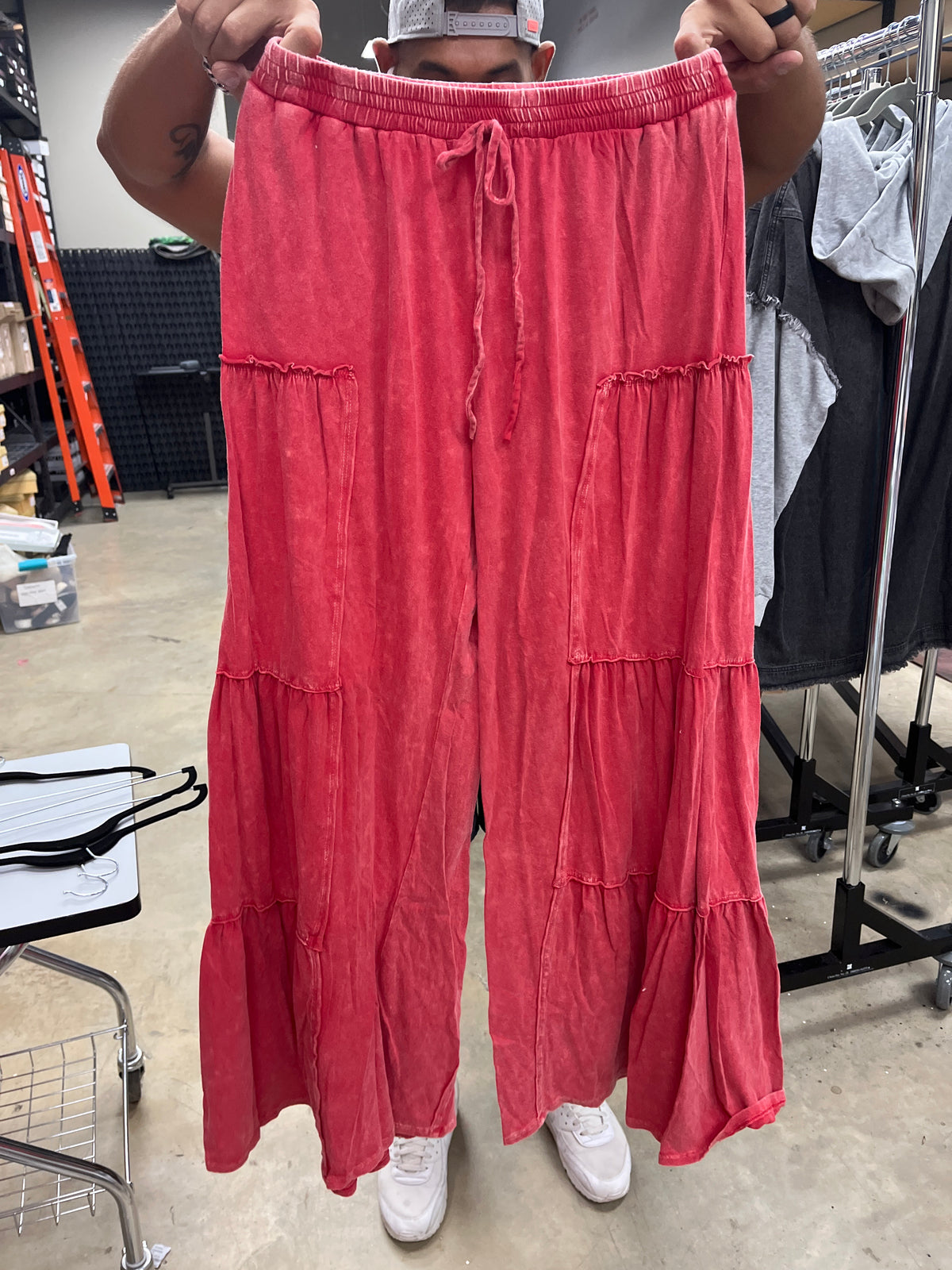 Mineral washed wide leg pants