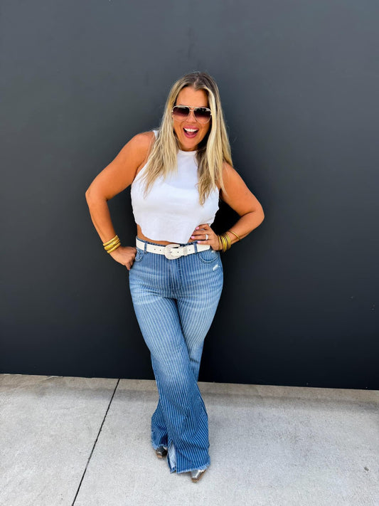 #00217 Blakely Pinstriped Jeans