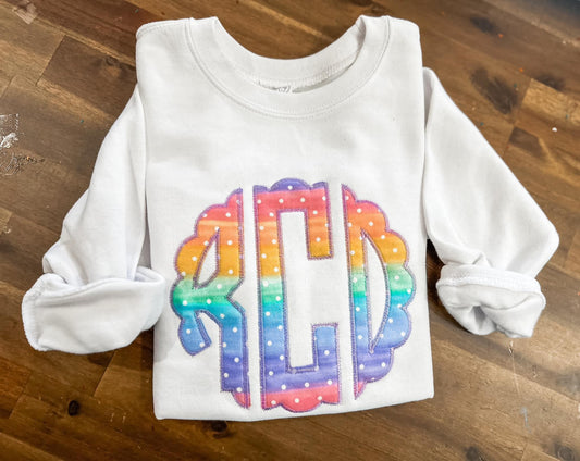 #00221 Rainbow Scalloped Crewnecks