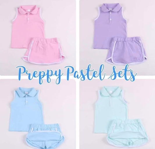 #00303 Preppy Pastel Polo+Skort Sets