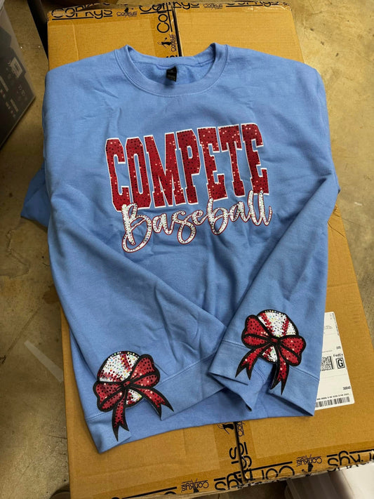 #00310 Baseball Custom Side Bow Sweatshirt