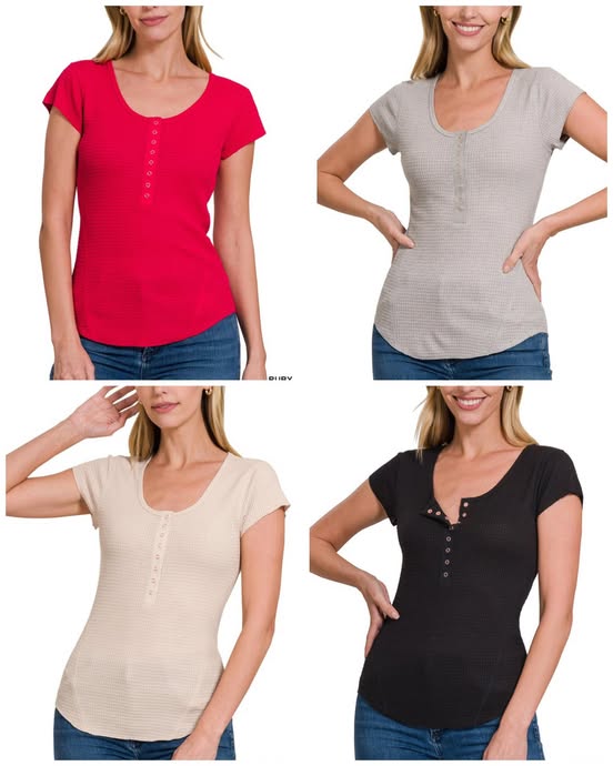 #0354 Baby waffle snap Henley