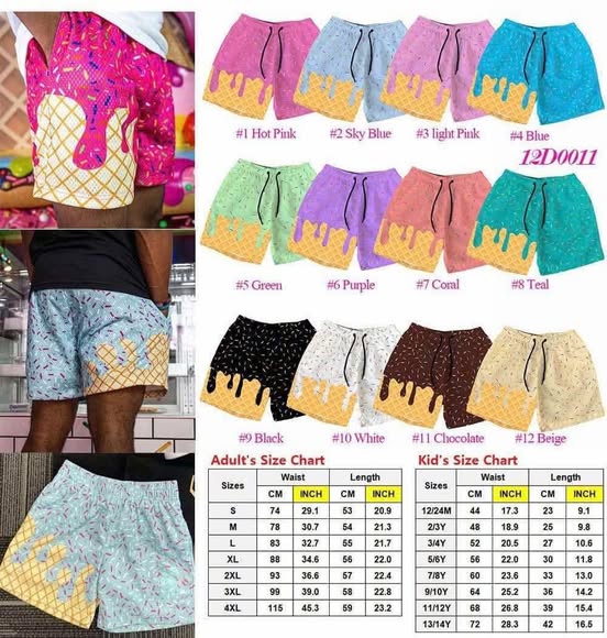 #00357 Kids Ice Cream Drip Athletic Shorts