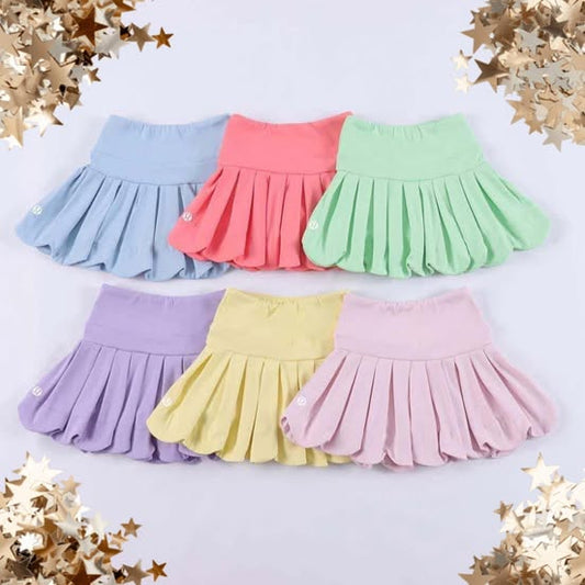 #00401 Pastel Scallop Pleated Skorts