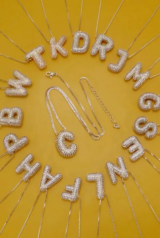 #00541 Diamond bubble letter necklaces
