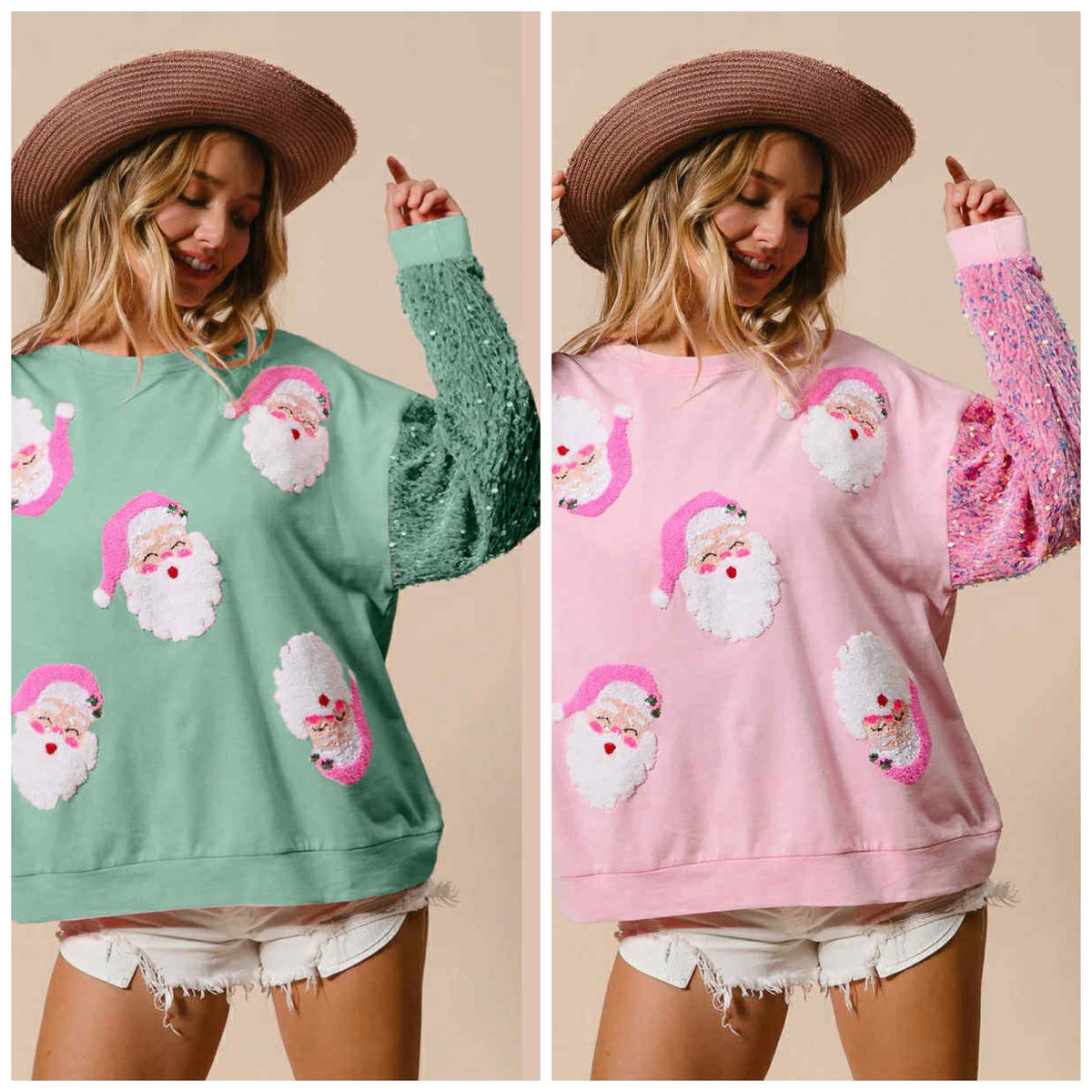 #00608 Pastel Santa sequins