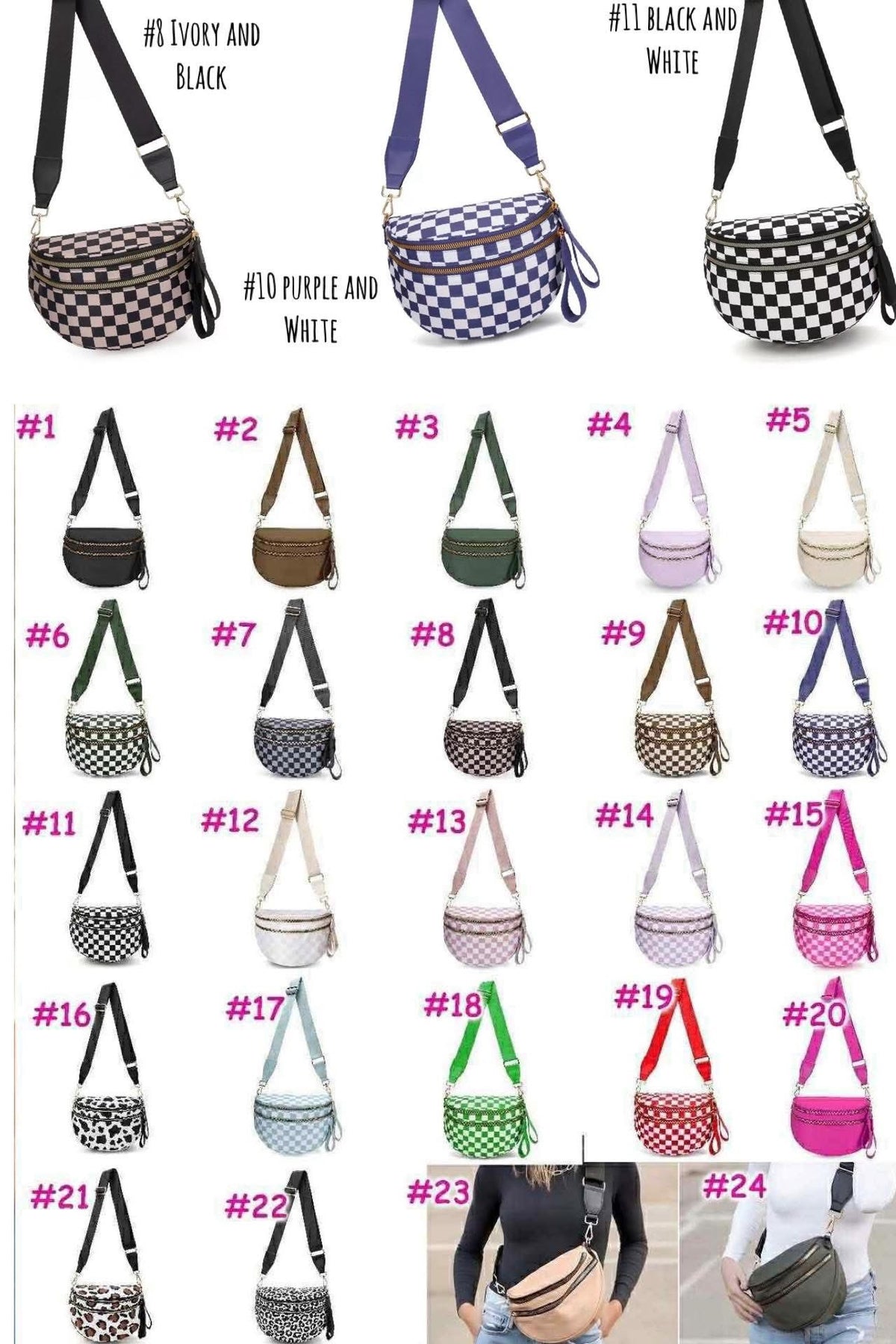 #00635 Solid➕Check Bum Bags