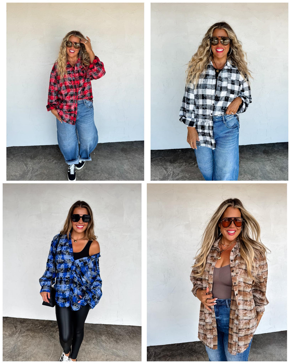 #00640 Juniper bleached plaid tops