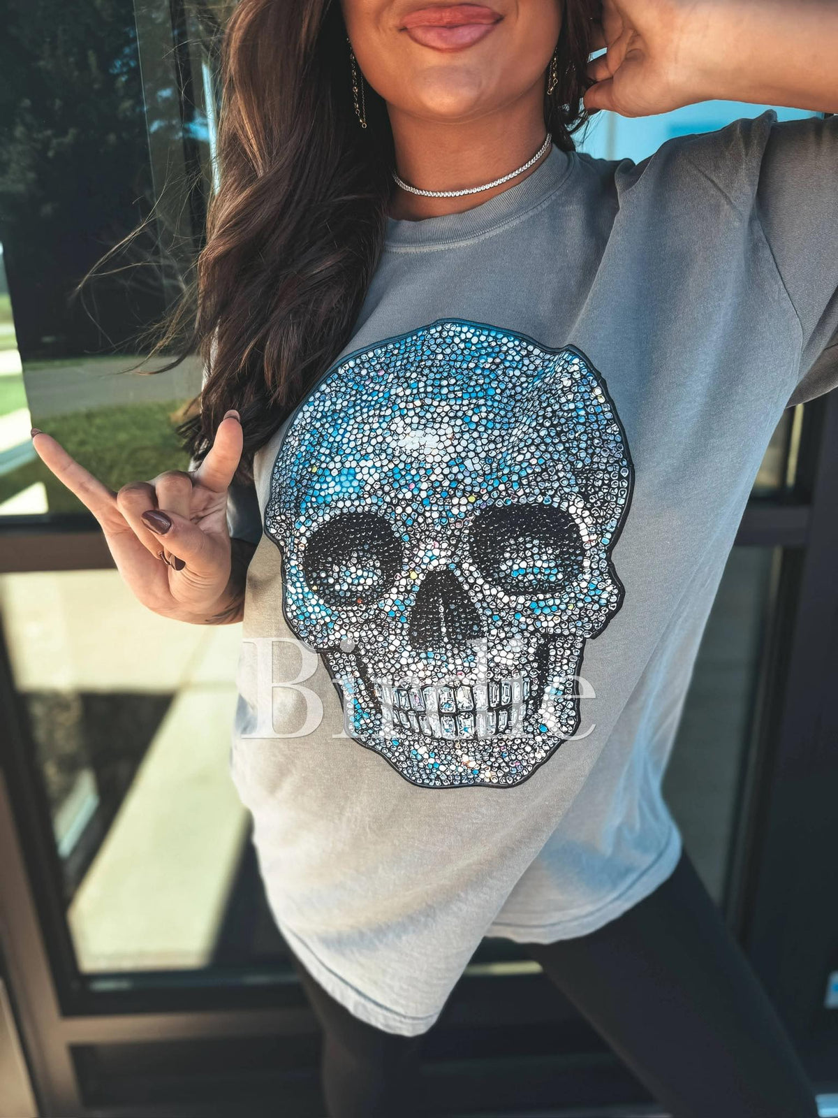 #00670 TShirt Tuesday: Faux rhinestone skull tee
