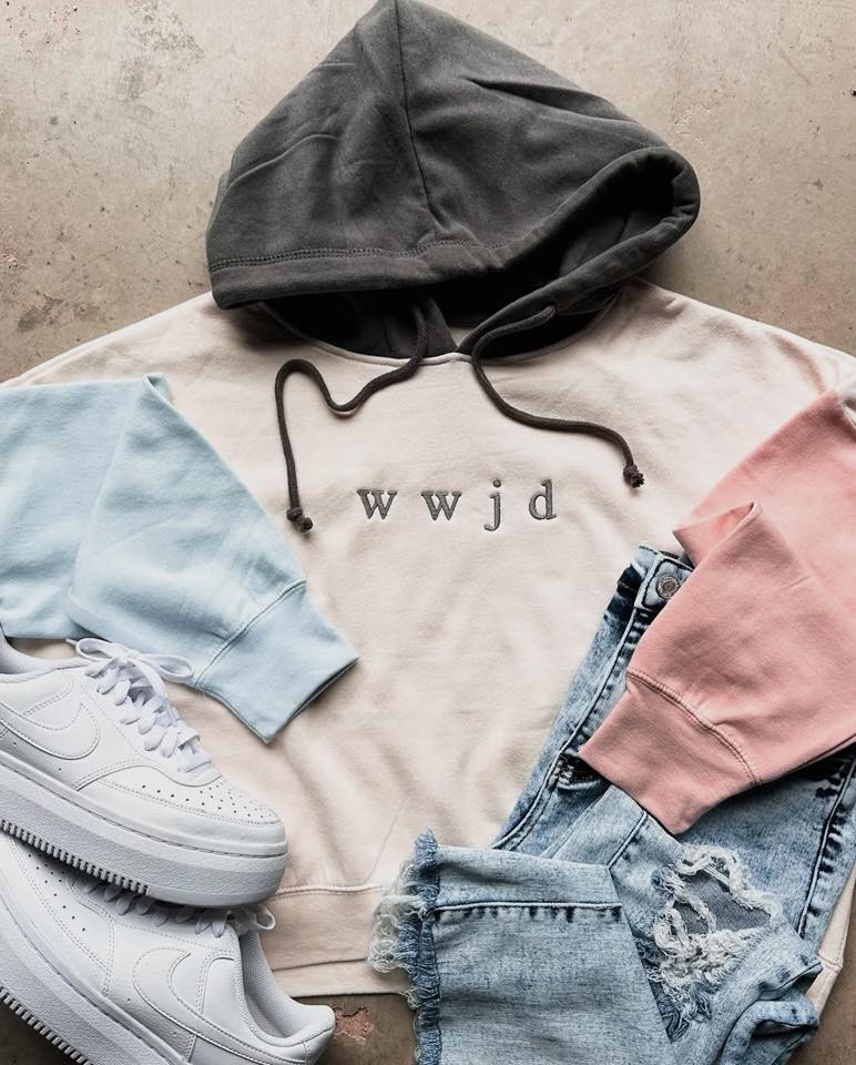 #00693 WWJD colorblock hoodie