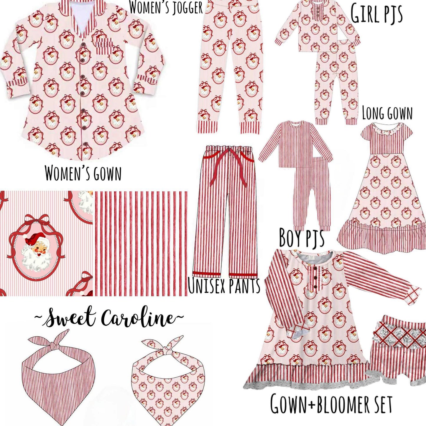 #00700 Sweet Caroline 2025 Family Christmas PJs - Dog Bandana