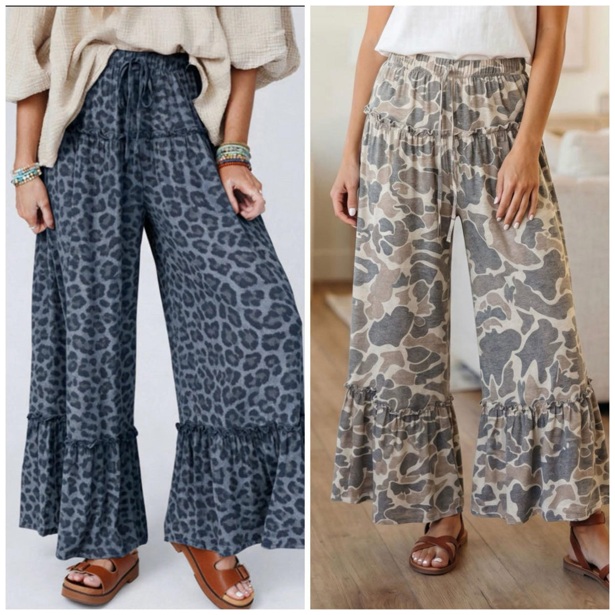 #01026 camo ruffle pants