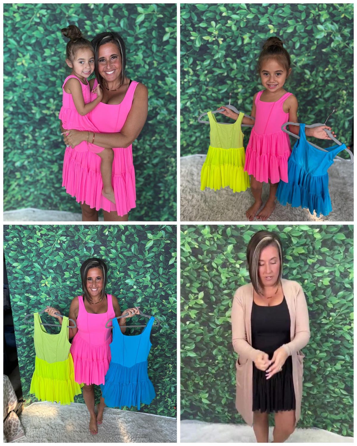 #00996 Mom and me ruffle dresses - NEON kids