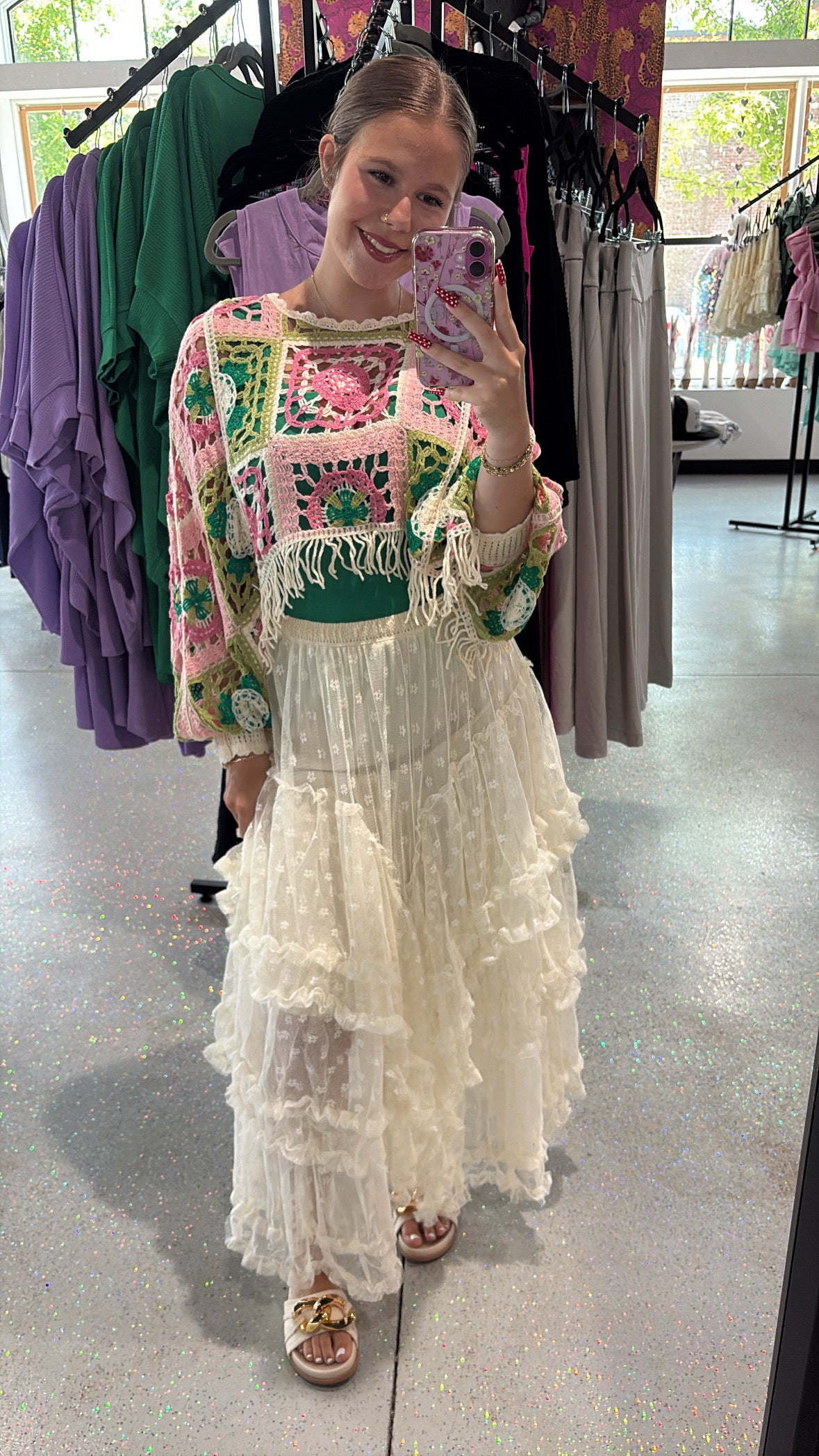 Floral Embroidered Lace Skirt