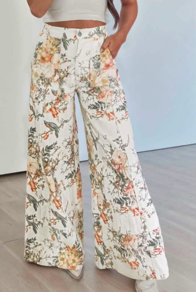 #01155 SS&D Beige floral pants