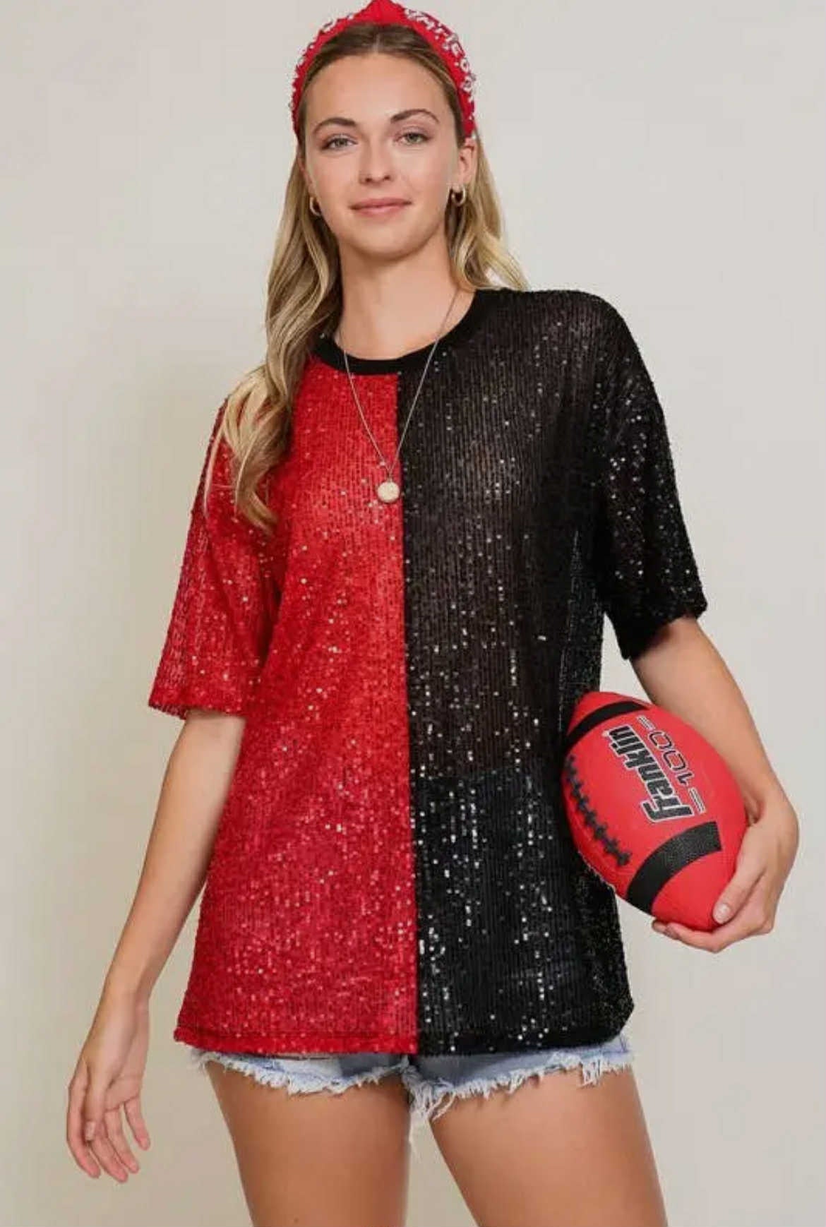 Black/Red Sequin shirt
