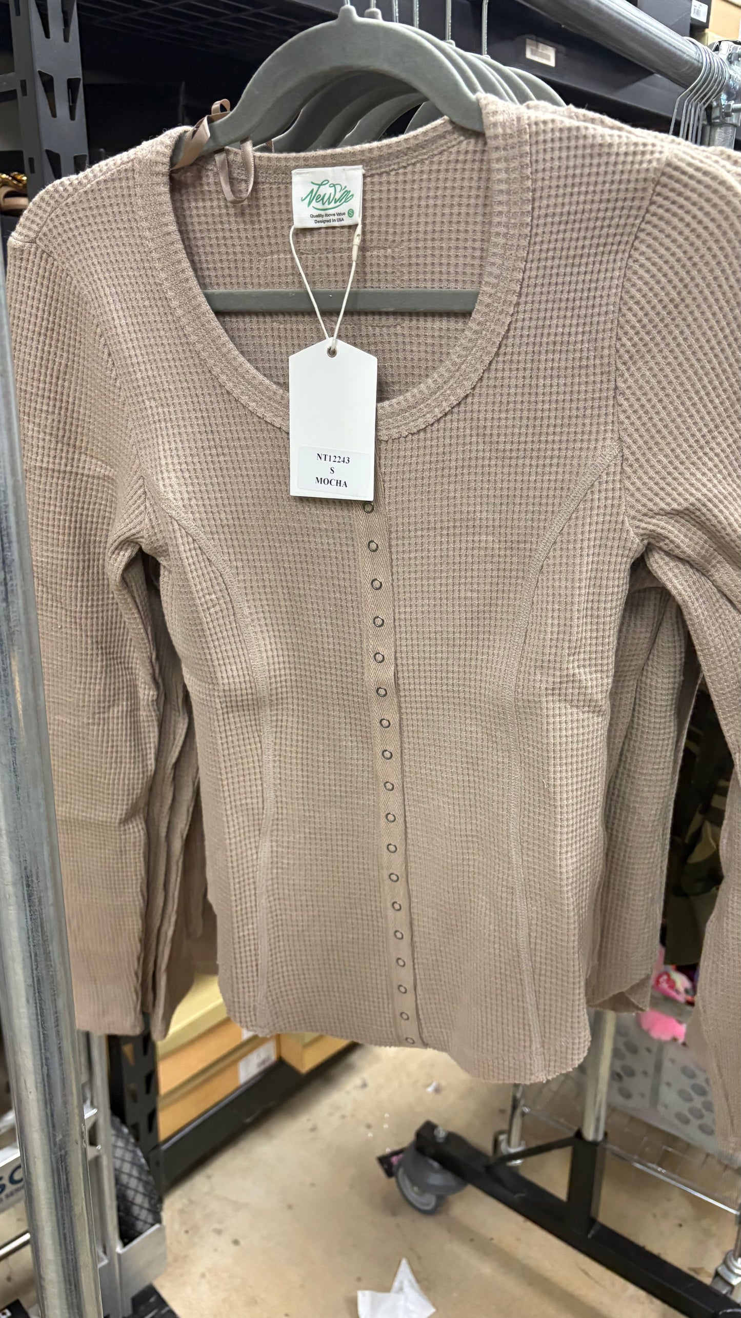Button Down Fitted Knit Top