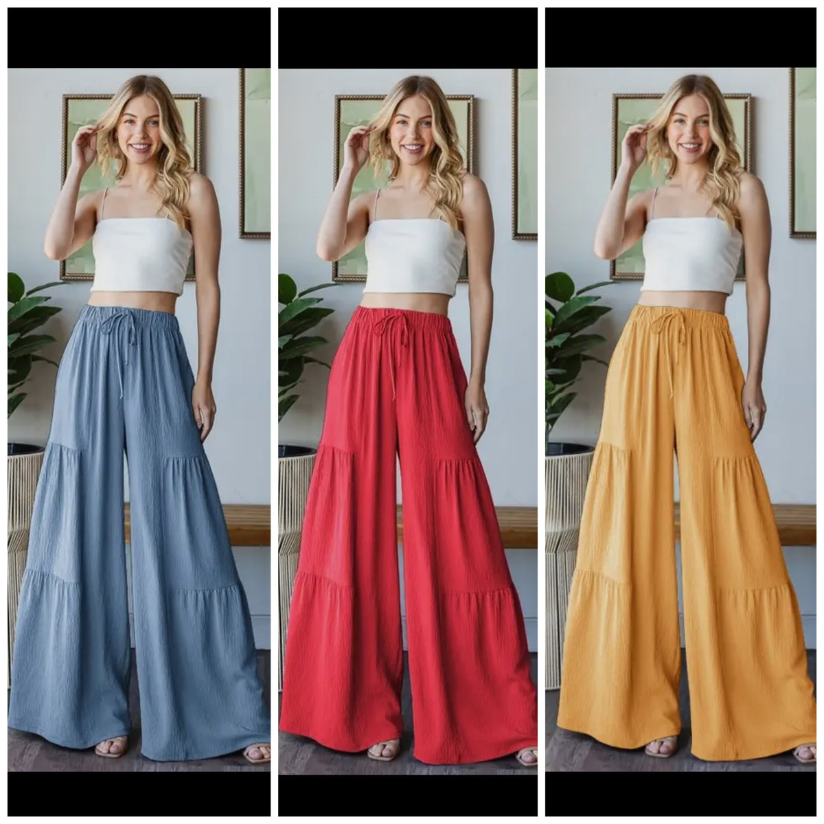 Wide Leg Solid Pants