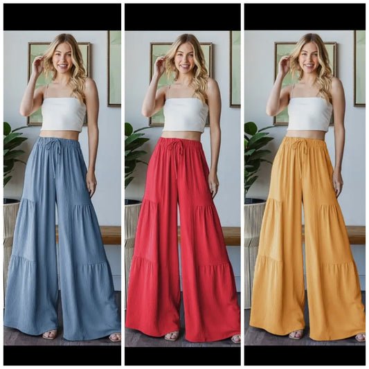 Wide Leg Solid Pants