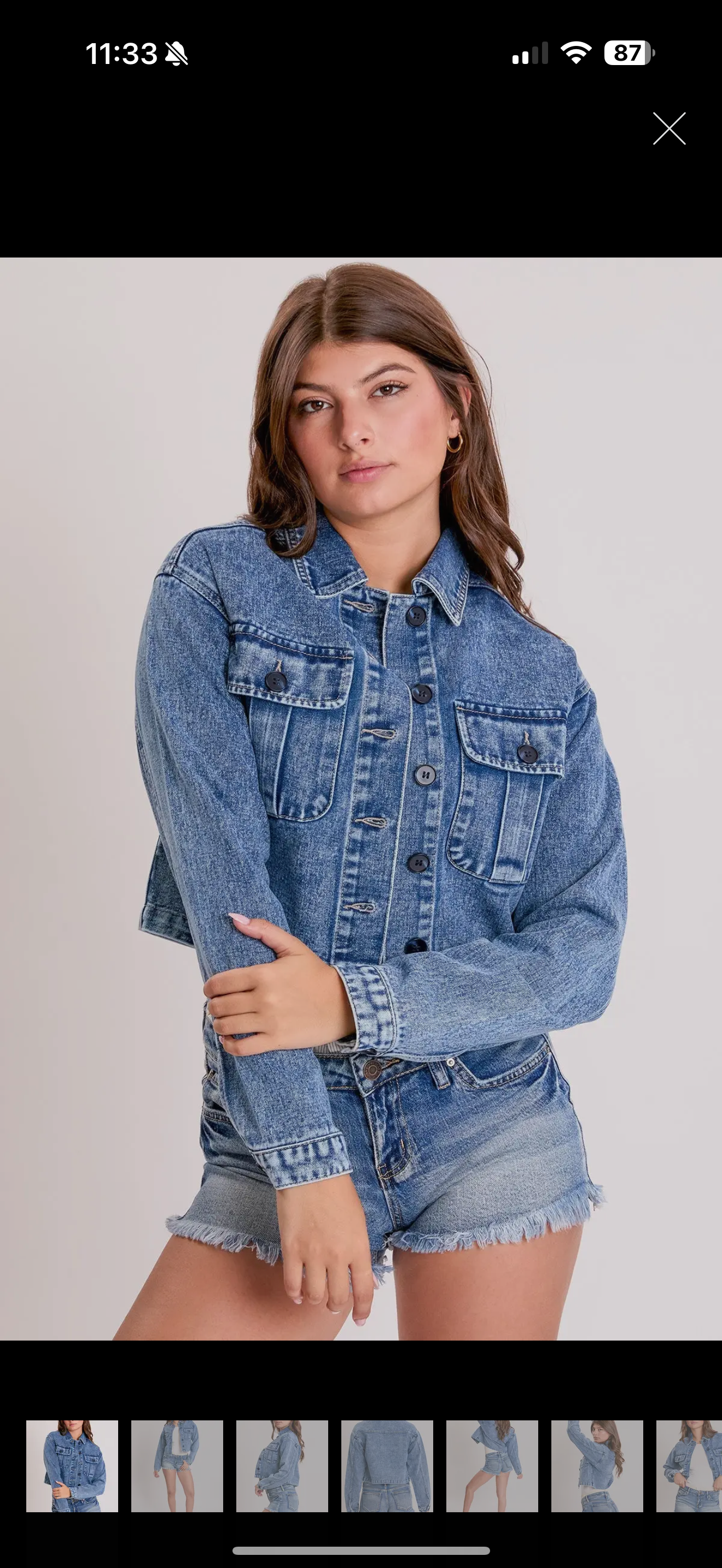 Cropped trucker denim jacket