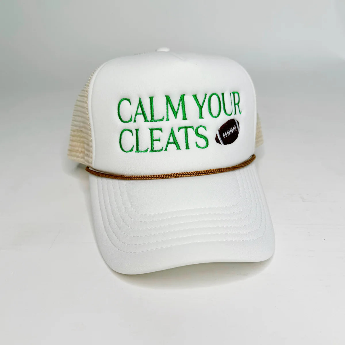 Calm your cleats trucker hat