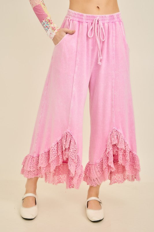 Mineral washed lace ruffles