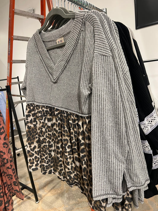 Leopard Peplum Top
