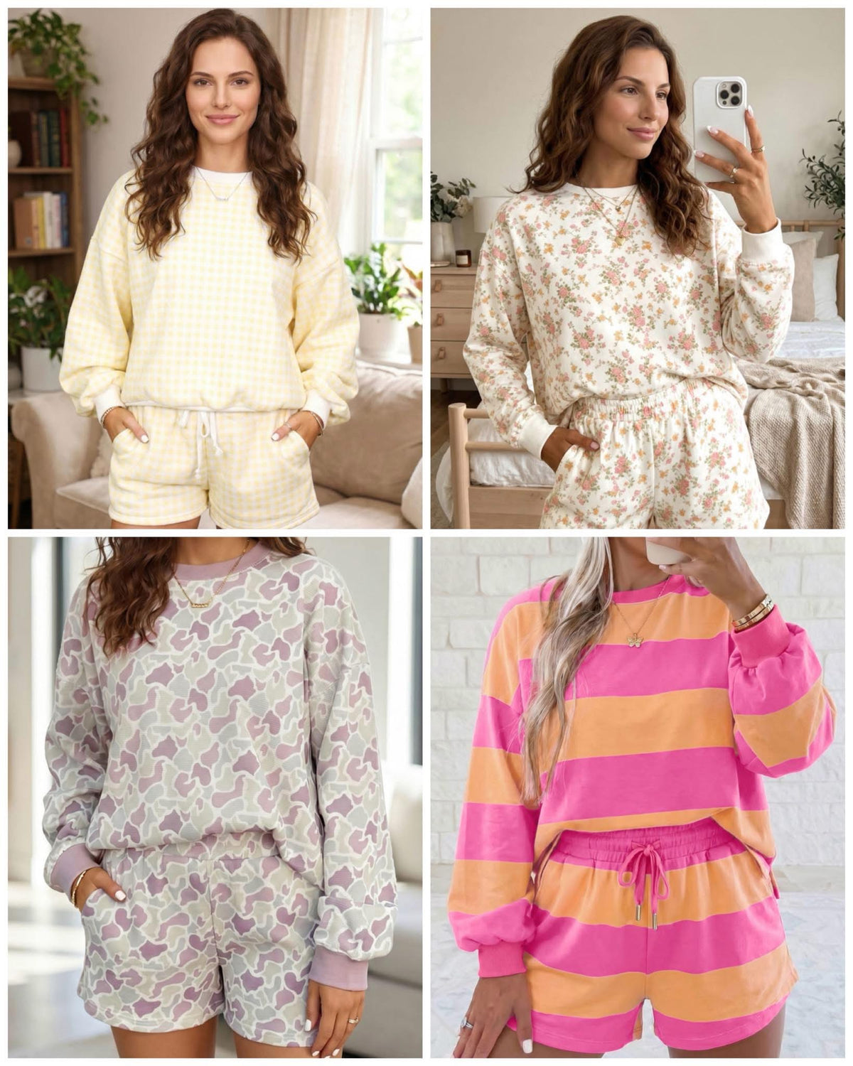 #01056 Long sleeve/shorts sets