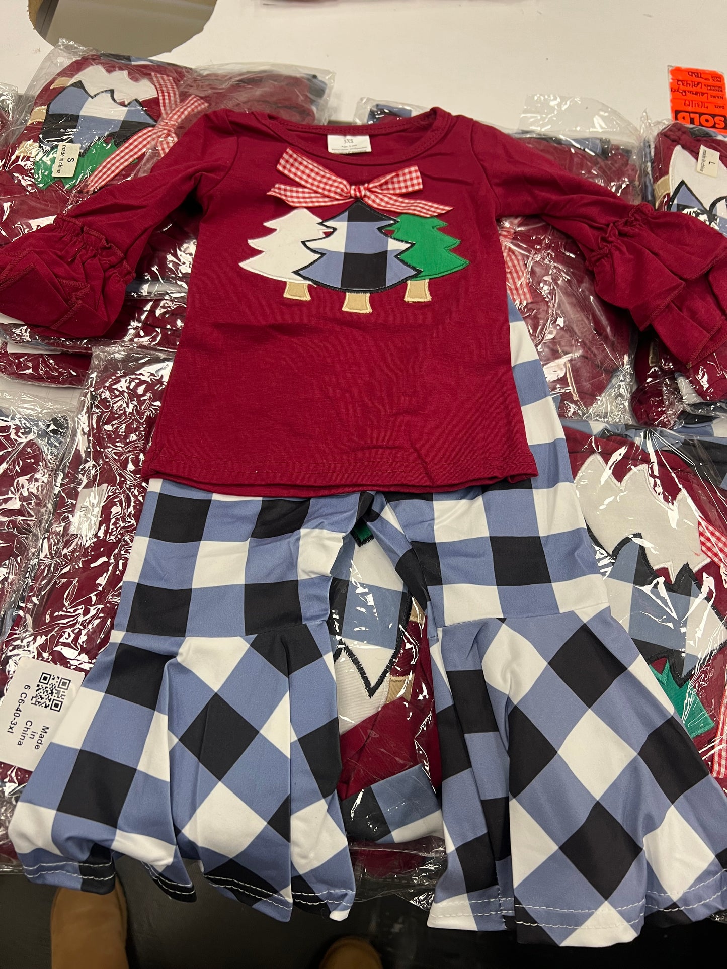 Plaid Trees Bell Set