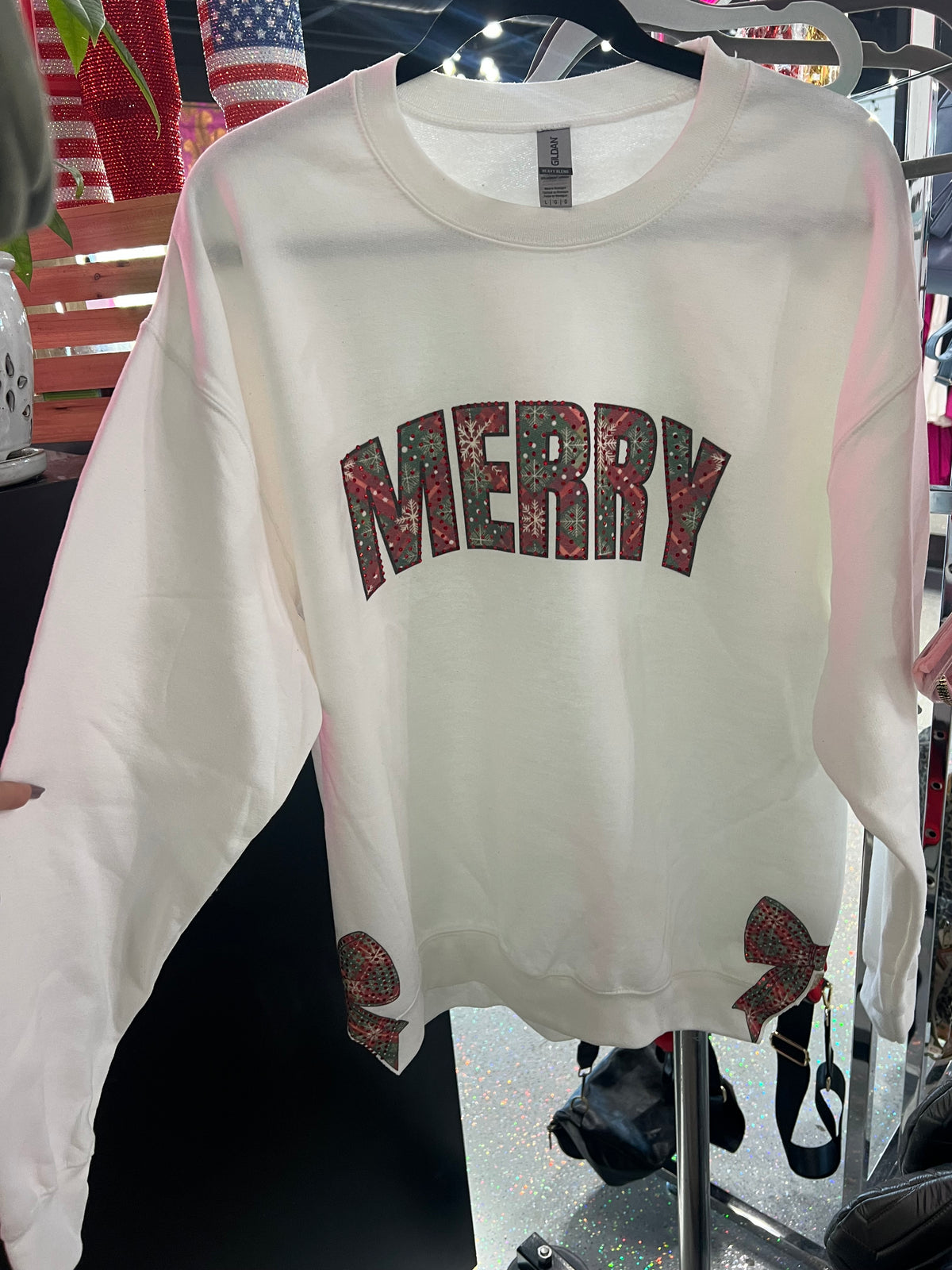 Merry Plaid Bow Sweatshirt