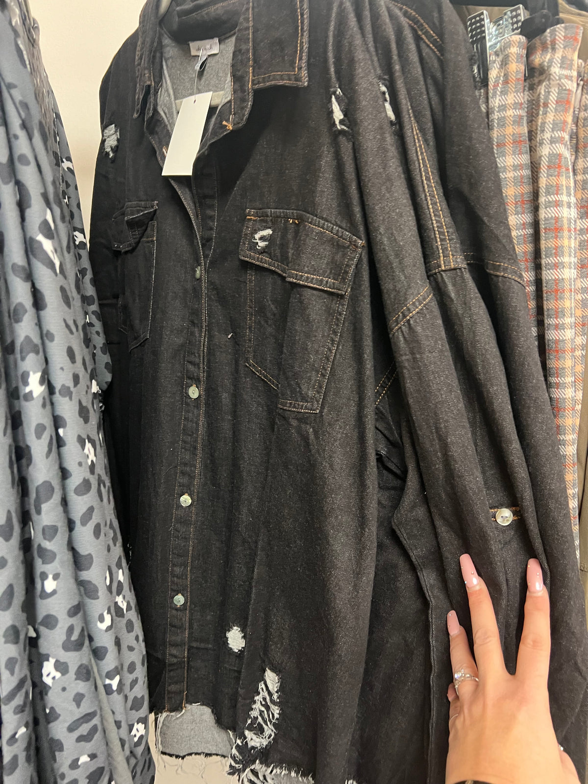 Button Front Black Chambray Jacket