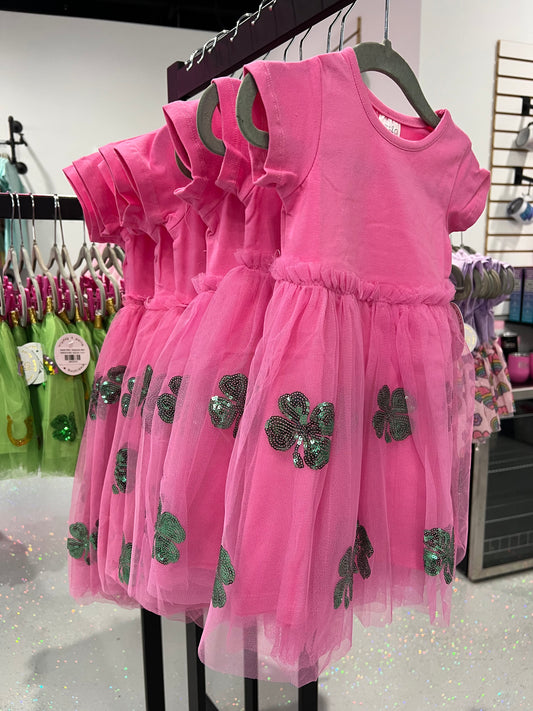 Sweet Wink: Pink Shamrock Tutu Dress