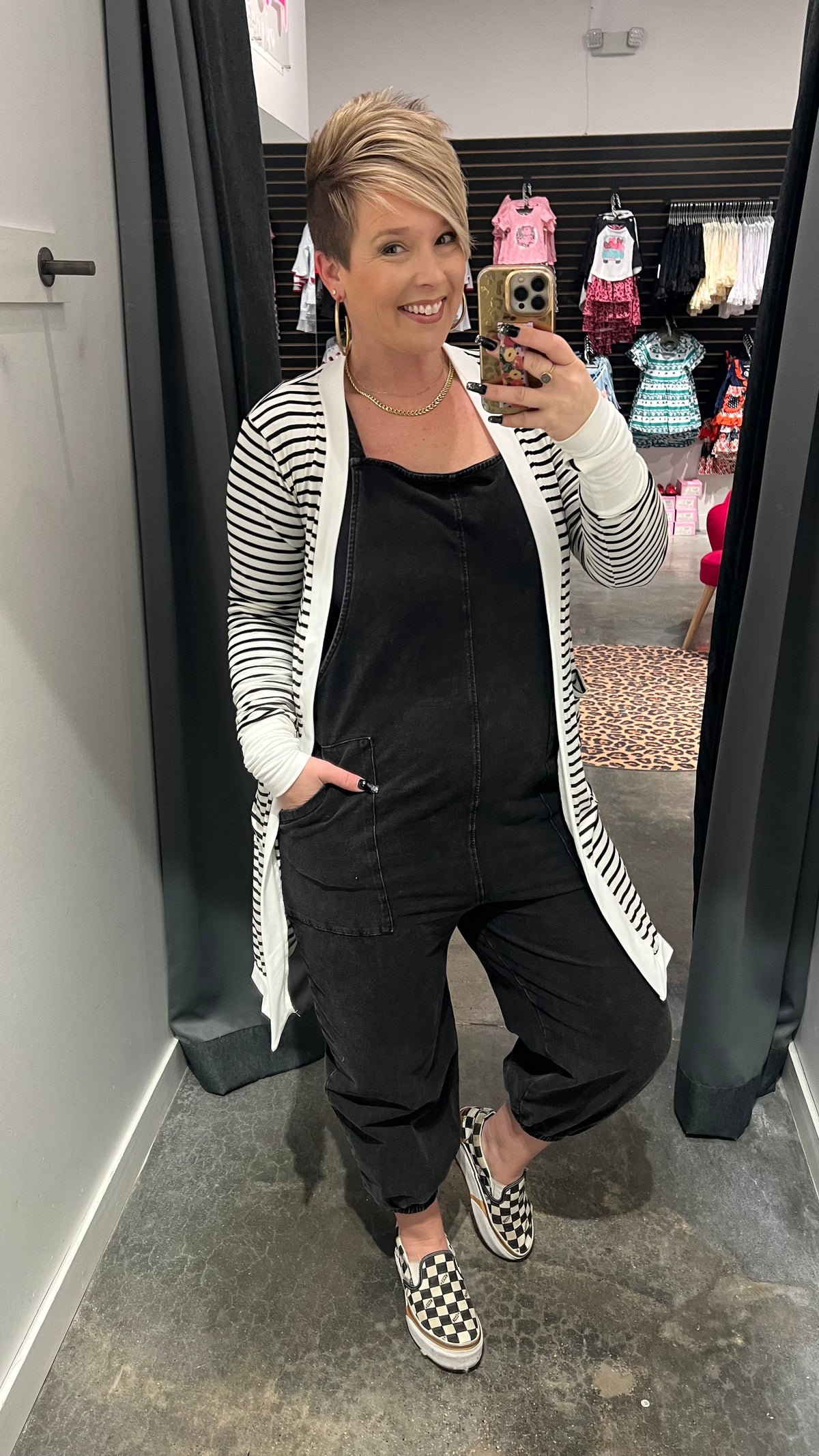 Stripe Midi Open Cardigan
