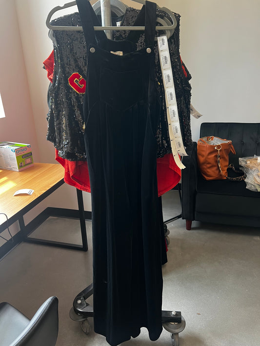 Wide Leg Velvet Overalls