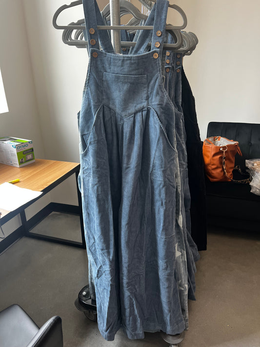 Corduroy Wide Leg Overalls