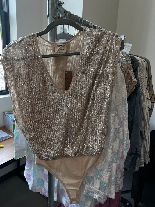 Sequin V-Neck Bodysuit
