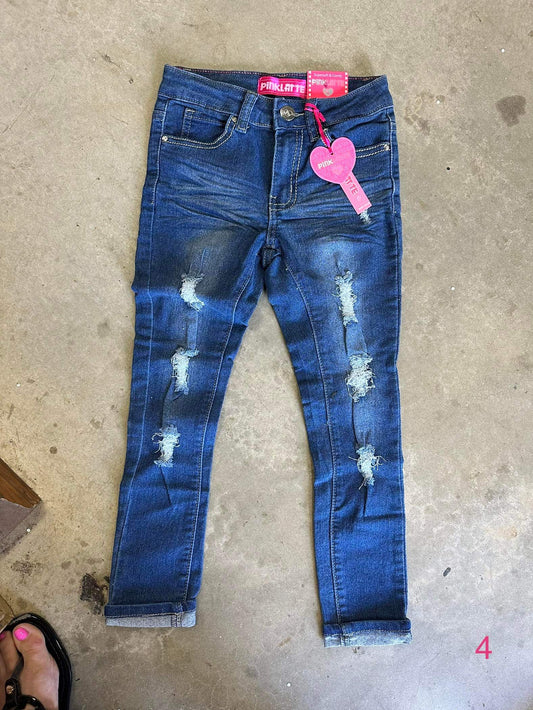Kids Medium Wash Distressed Denim