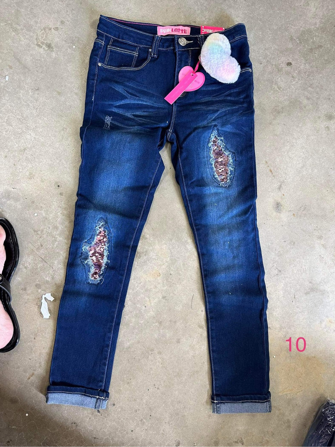 Kids Sequin Knee Skinnies