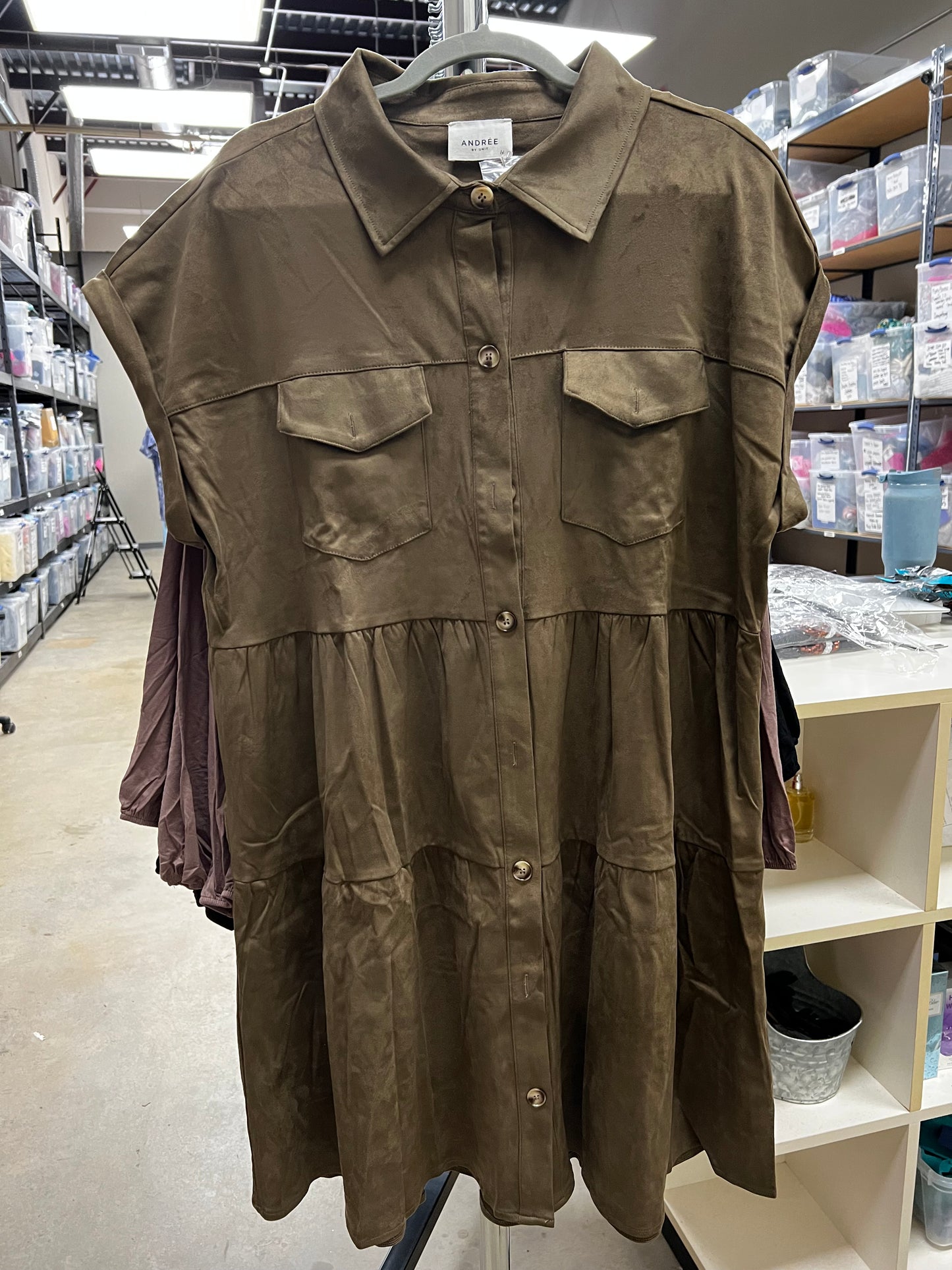 Suede Button Down Dress