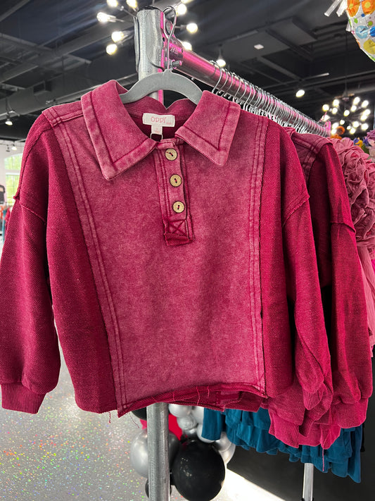Washed Magenta Pullover